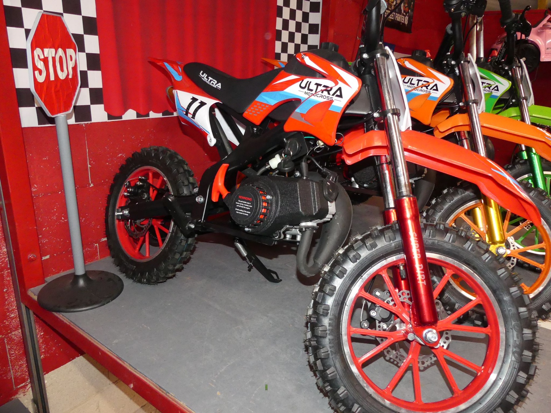 Mini Moto Cross Enfant 49 Cc - 4,5 Chevaux, Rouge, Pour Les 5-10 Ans, Sécurité Renforcée